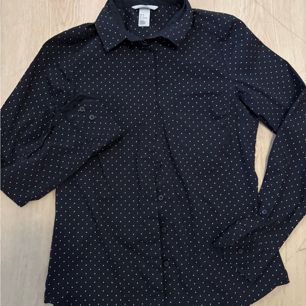 H&M Black Shirt with White Dots
